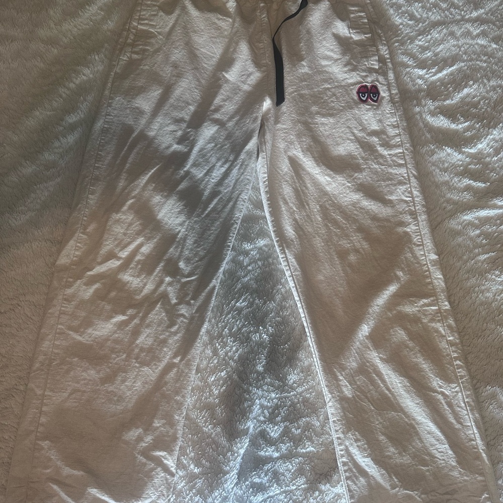 Casual White Chinos with Embroidered Detail